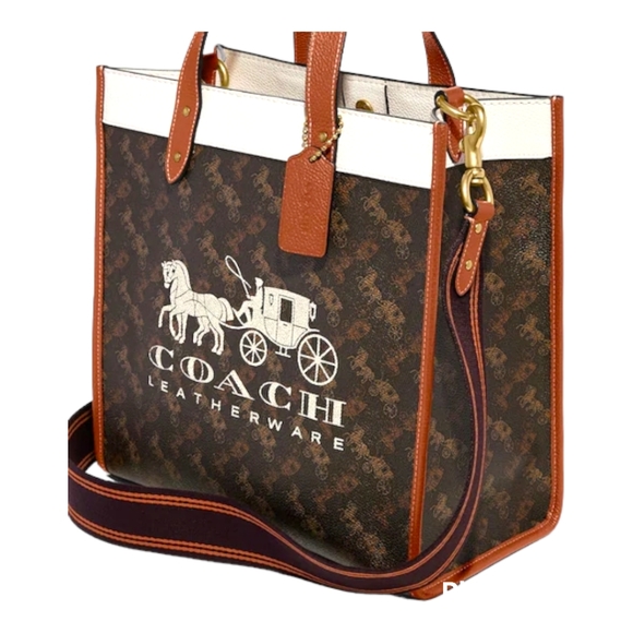 Coach Handbags - COACH ● Field Tote With Horse And Carriage Print And Carriage Badge